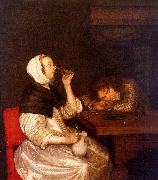 Gerard Ter Borch Woman Drinking with a Sleeping Soldier painting